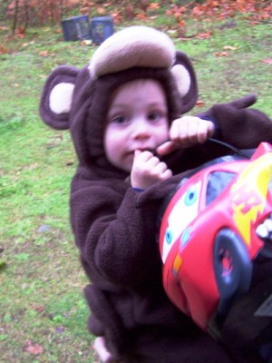 10/31/09 Domenic (2 years old) in his Halloween monkey costume.
